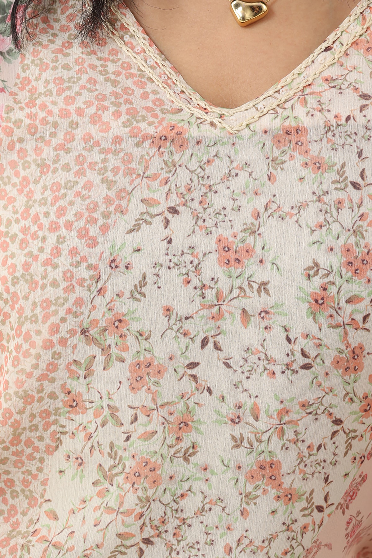 Printed Peach Top Ladies