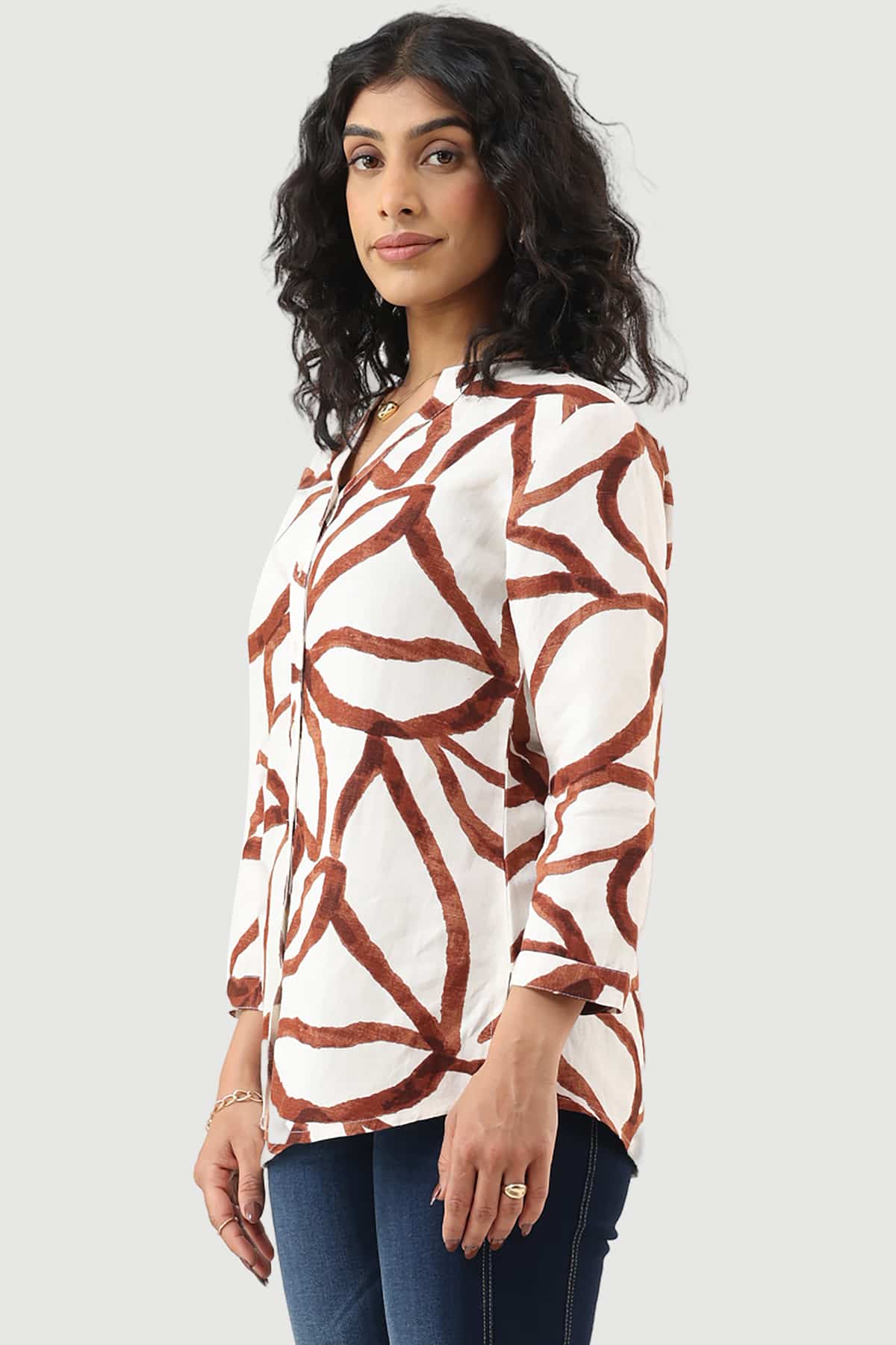 White Printed Shirt Women's