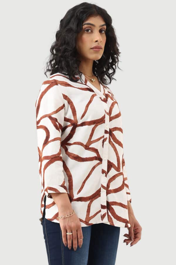 White Printed Shirt Women's