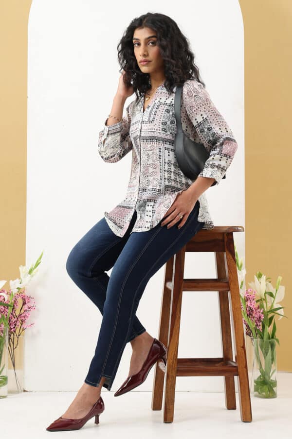 Grey Printed Shirt Ladies