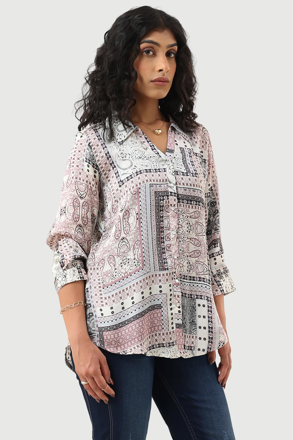 Grey Printed Shirt Ladies