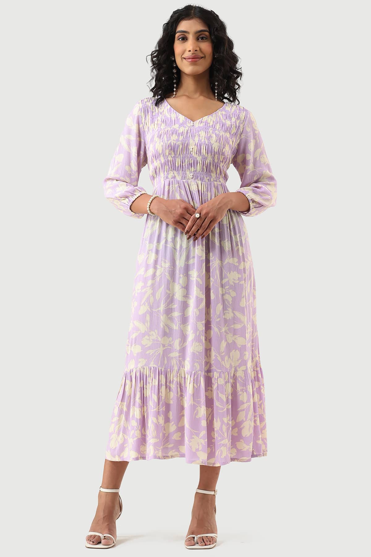 Printed Lavender Dress For Women