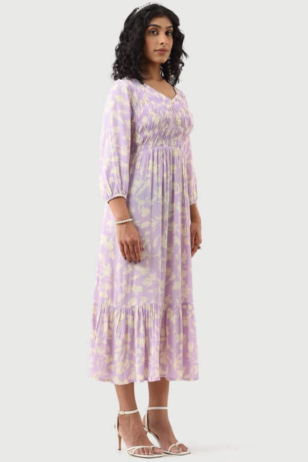 Printed Lavender Dress For Women