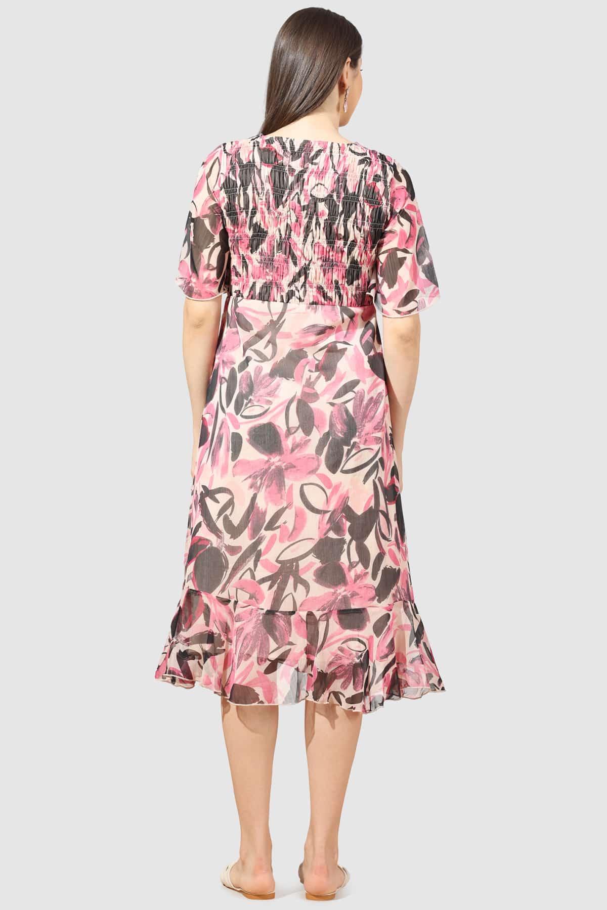 Printed Pink Dress For Women