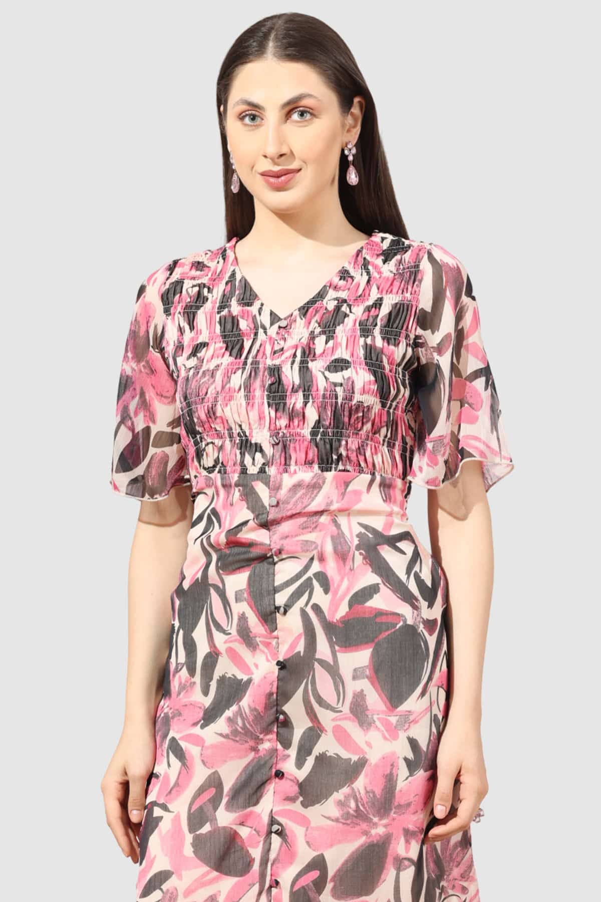Printed Pink Dress For Women