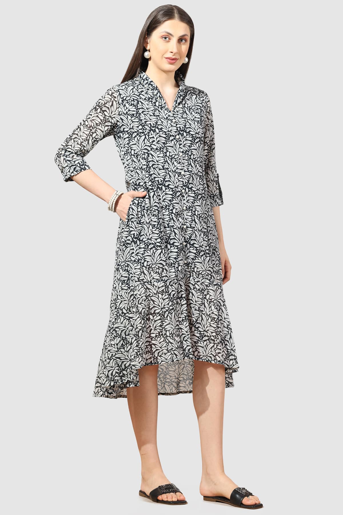 Printed Black Dress For Women