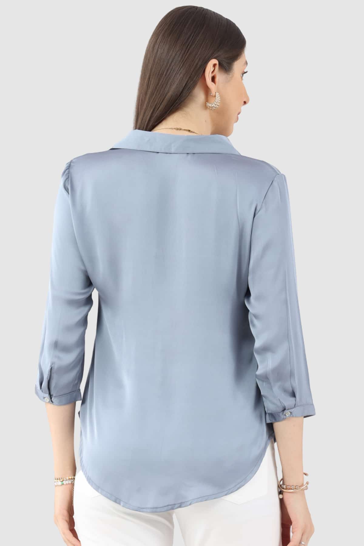 Solid Grey Shirt For Women