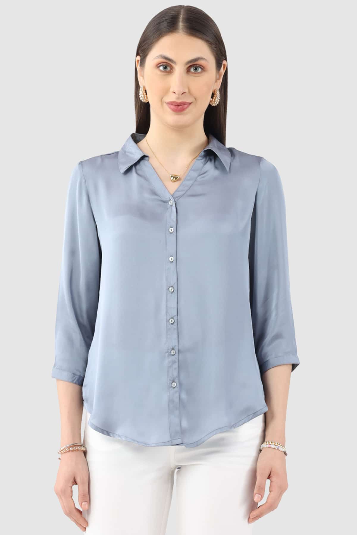 Solid Grey Shirt For Women