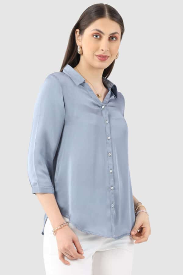 Solid Grey Shirt For Women
