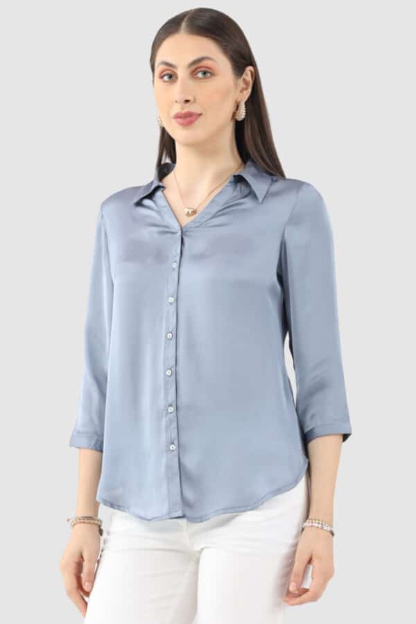 Solid Grey Shirt For Women