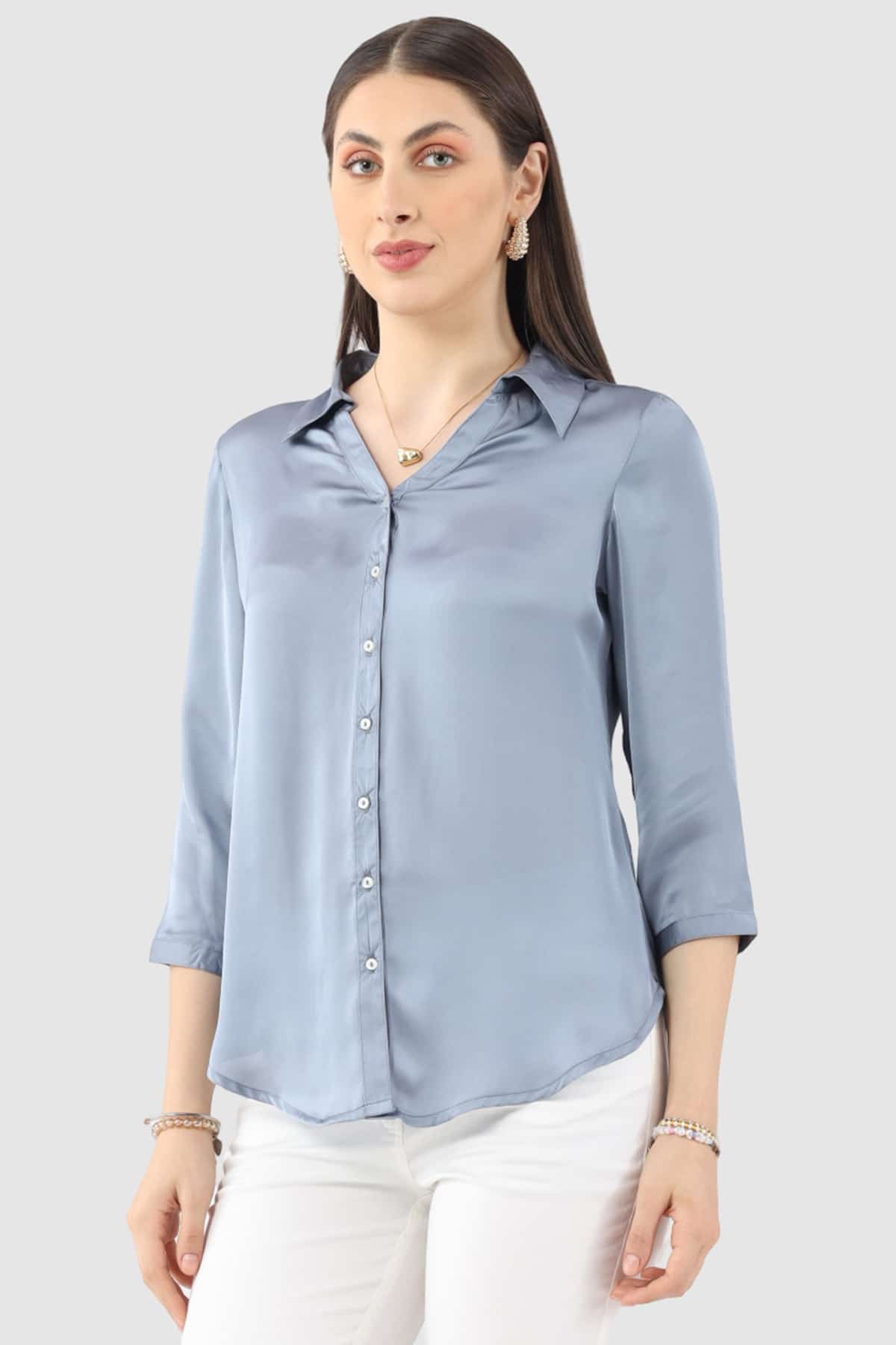 Solid Grey Shirt For Women