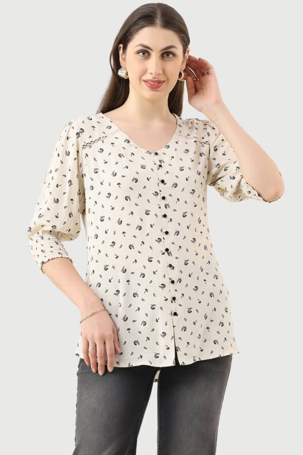 Printed Off White Top Women