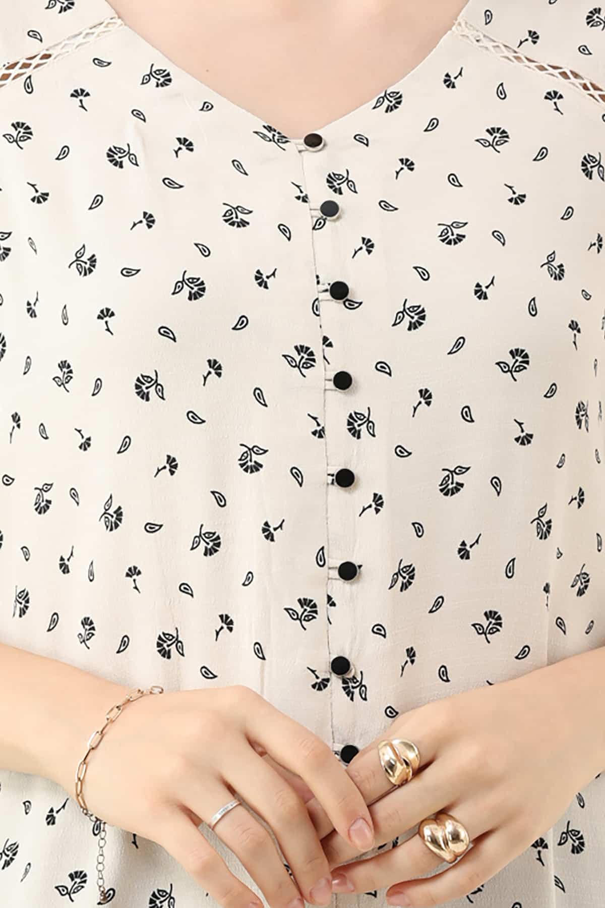 Printed Off White Top Women