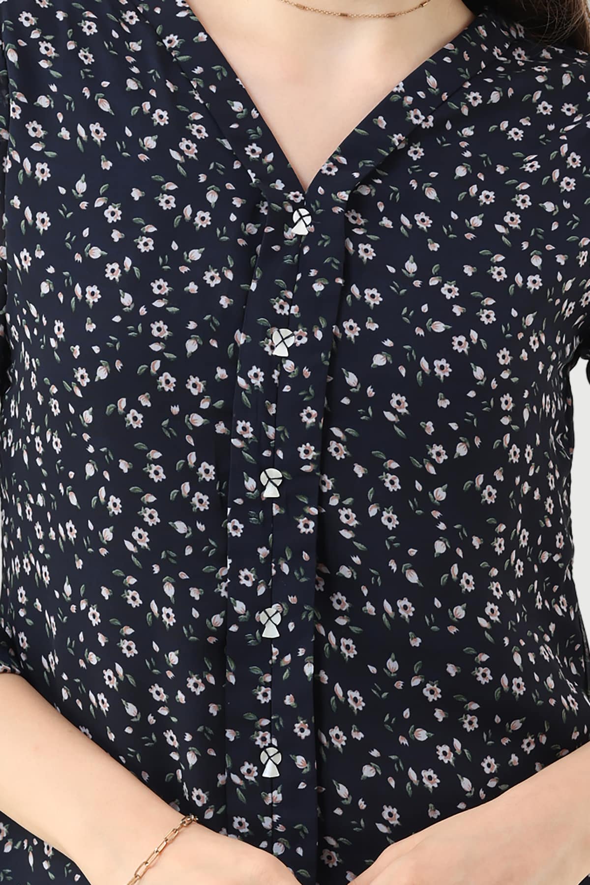 Printed Navy Blue Tops For Women