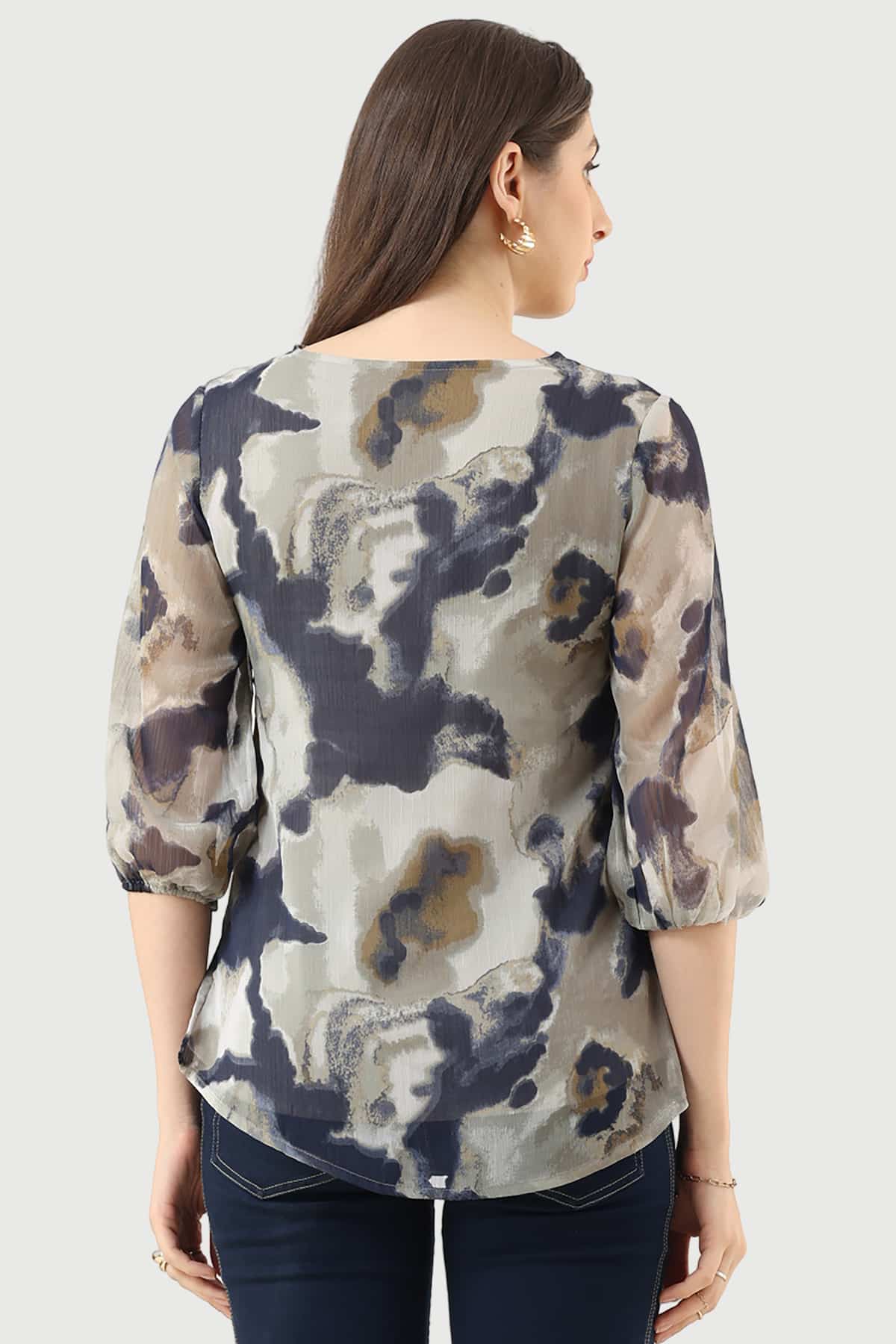 Printed Grey Top Ladies