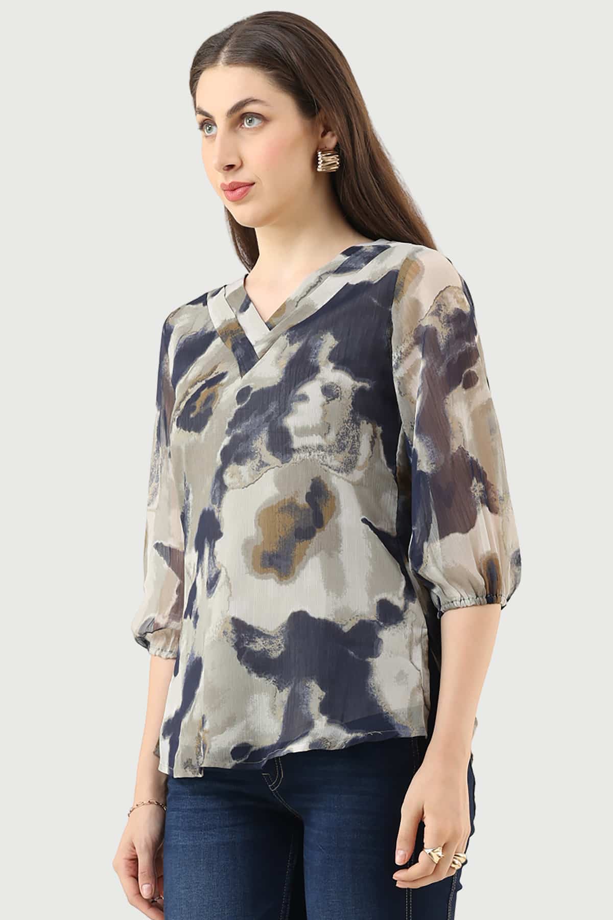 Printed Grey Top Ladies