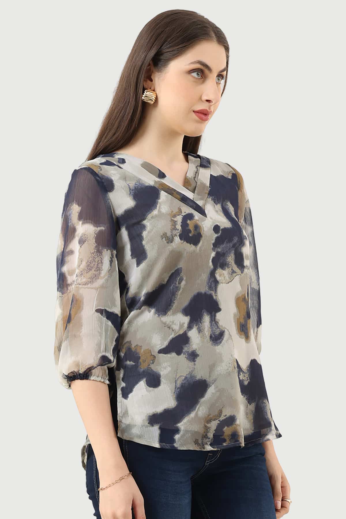 Printed Grey Top Ladies