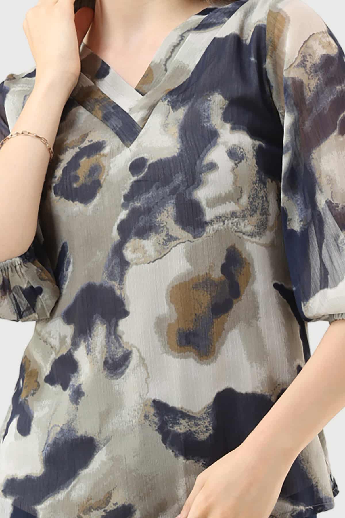 Printed Grey Top Ladies