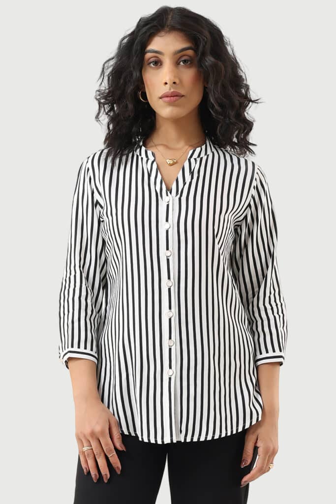 Black And White Shirt Striped For Women