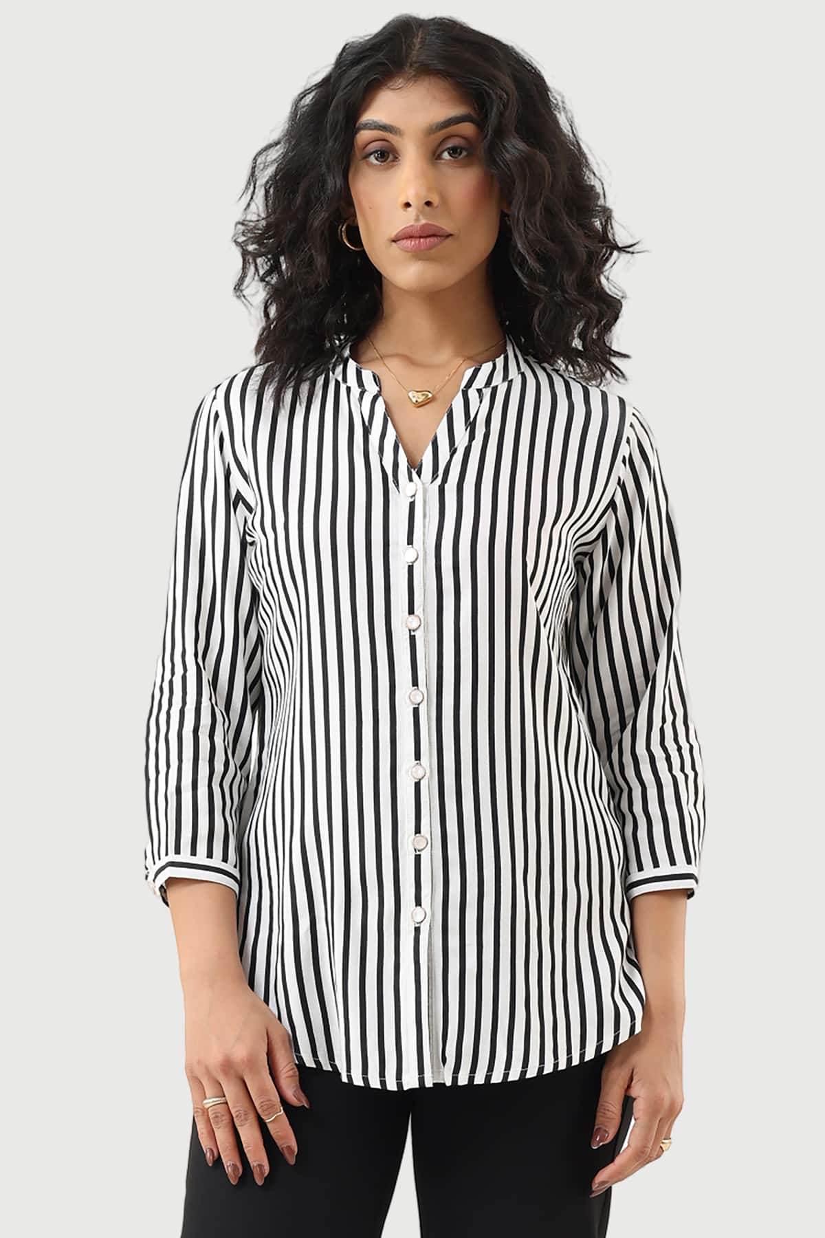 Black And White Shirt Striped For Women