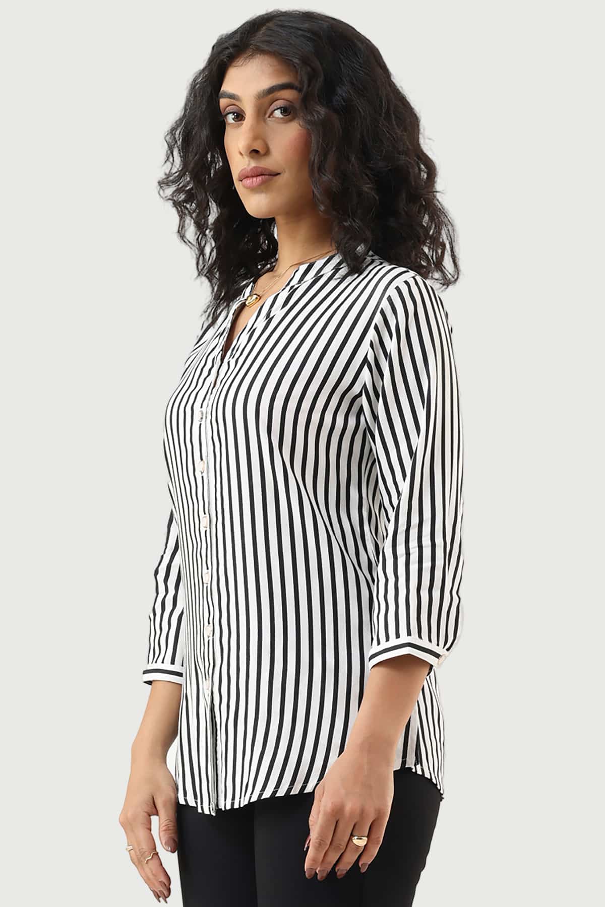 Black And White Shirt Striped For Women