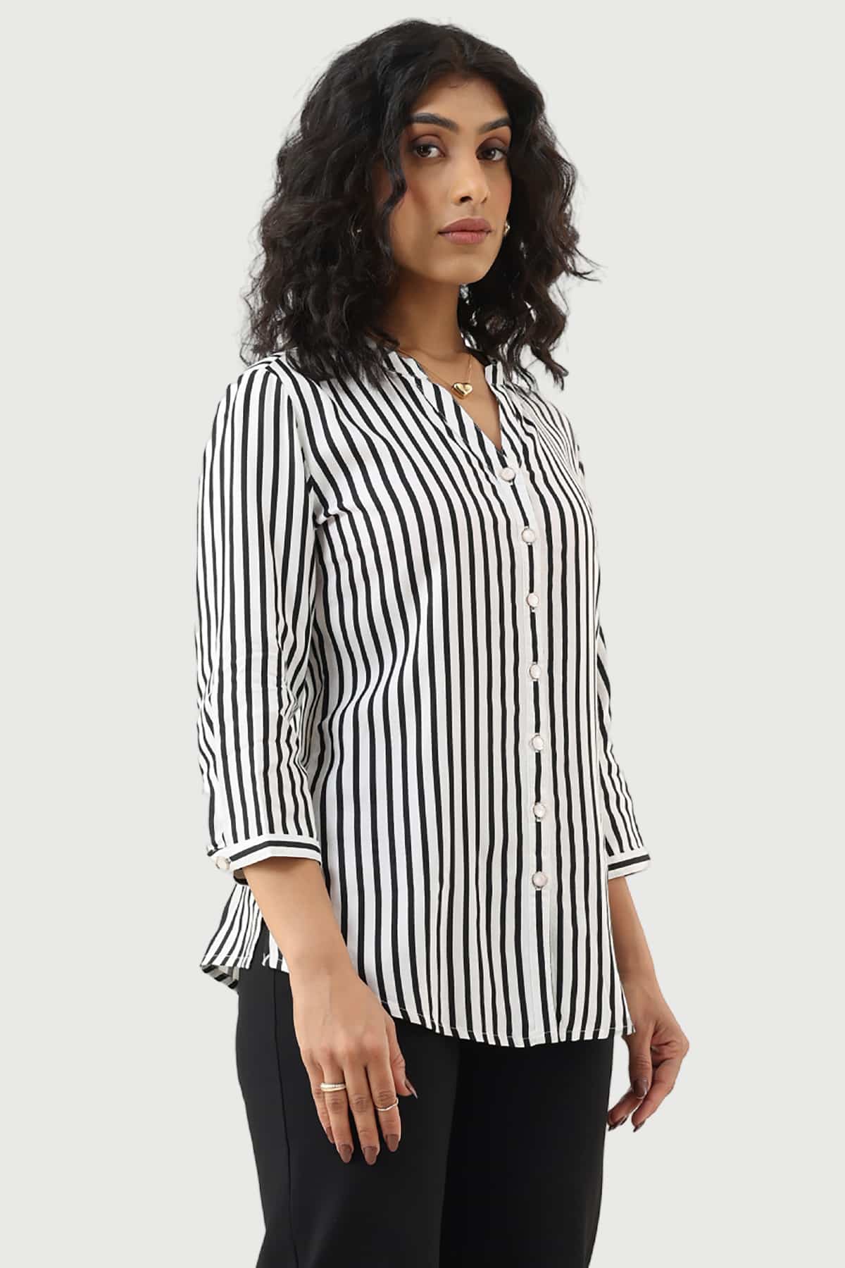 Black And White Shirt Striped For Women