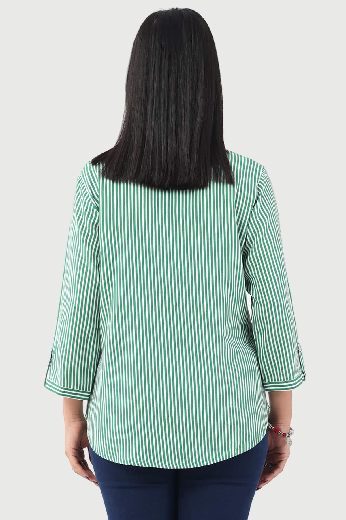 Striped Green Shirt For Ladies