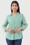Striped Green Shirt For Ladies
