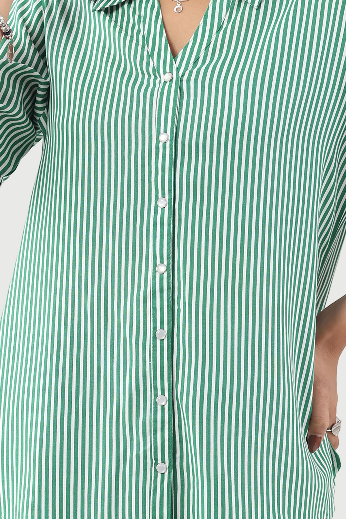 Striped Green Shirt For Ladies