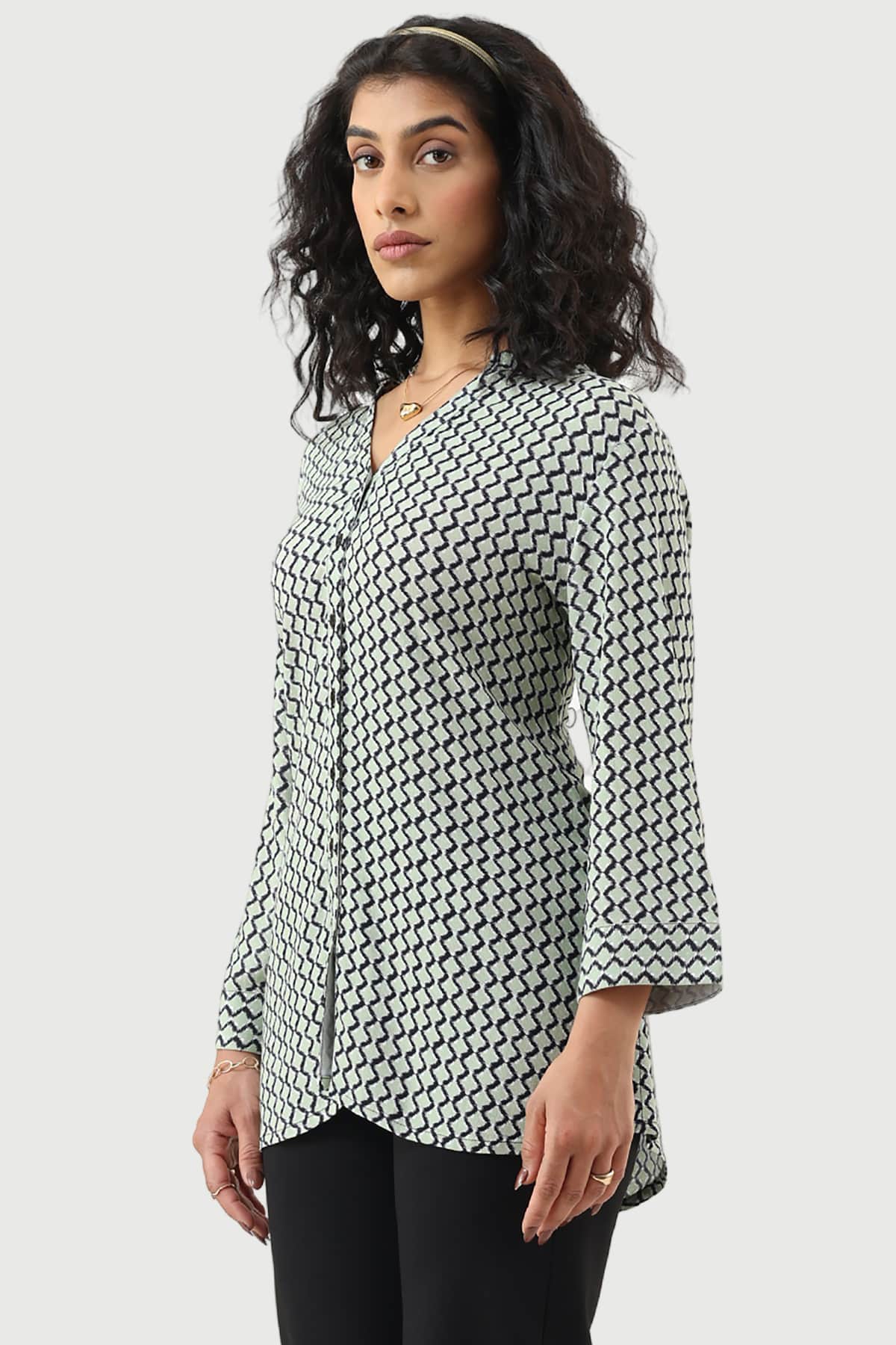 Printed Green Shirt For Women