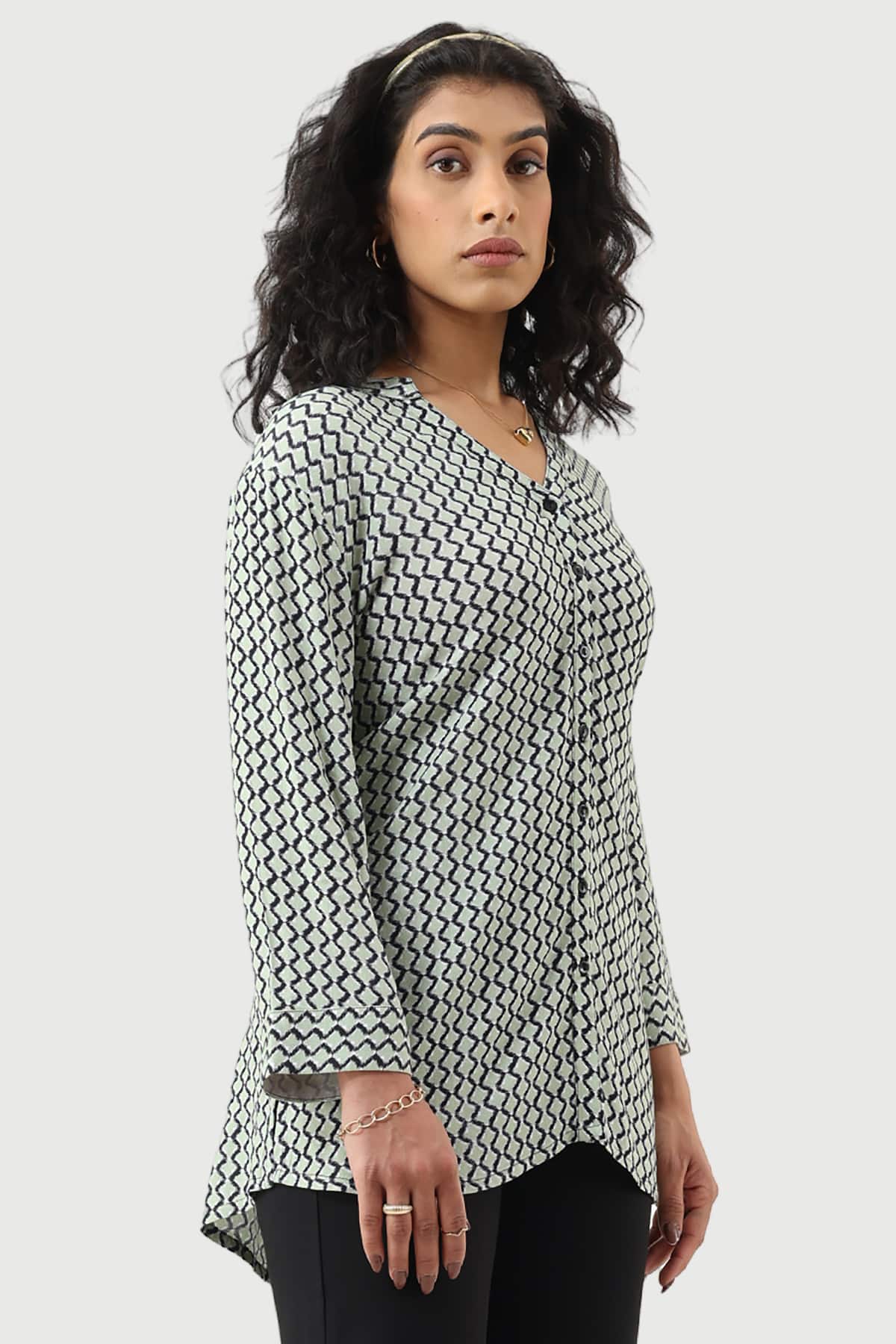 Printed Green Shirt For Women