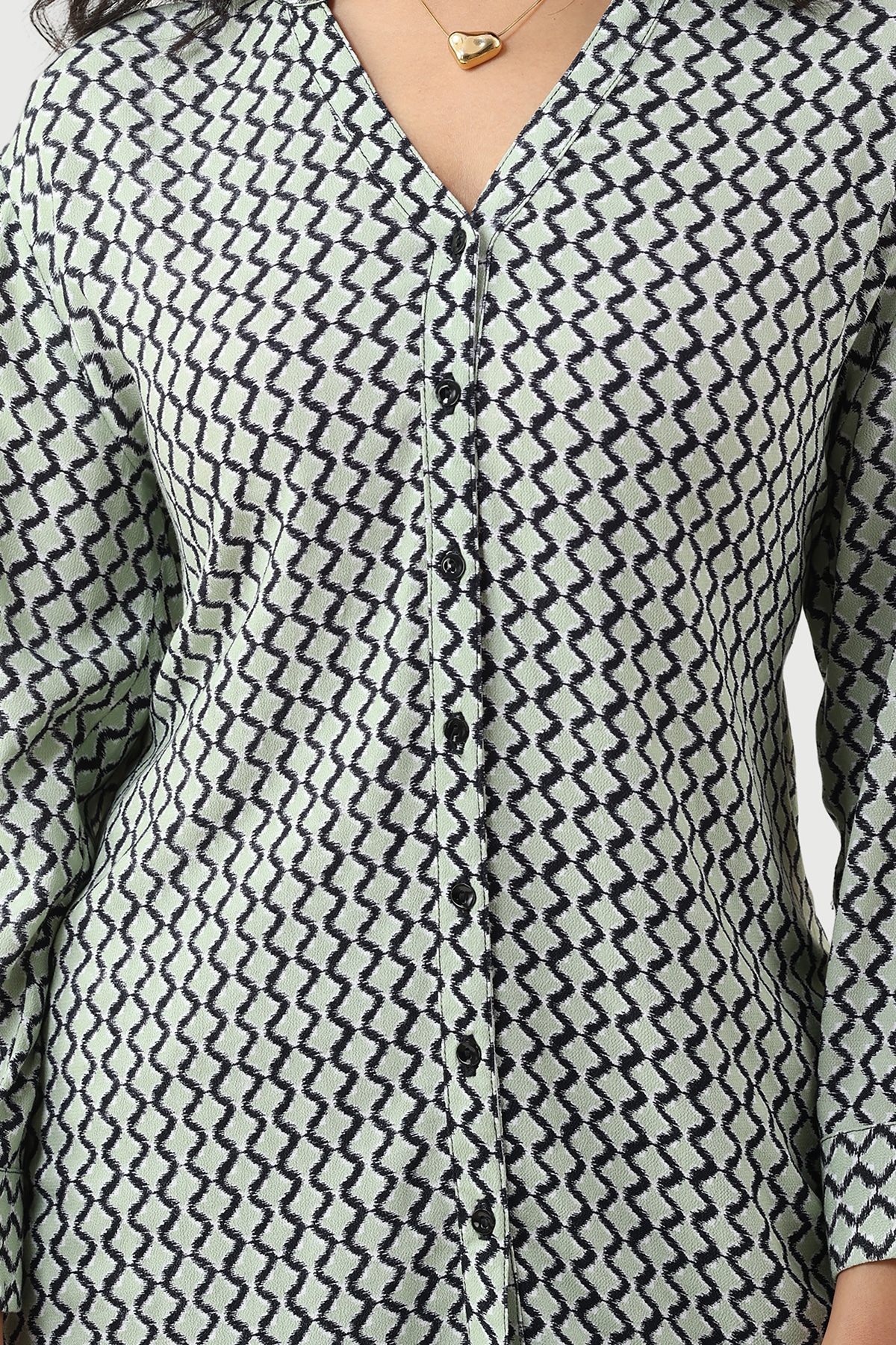 Printed Green Shirt For Women