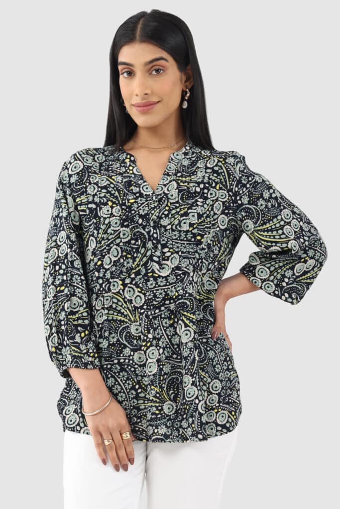 Printed Black Top For Women