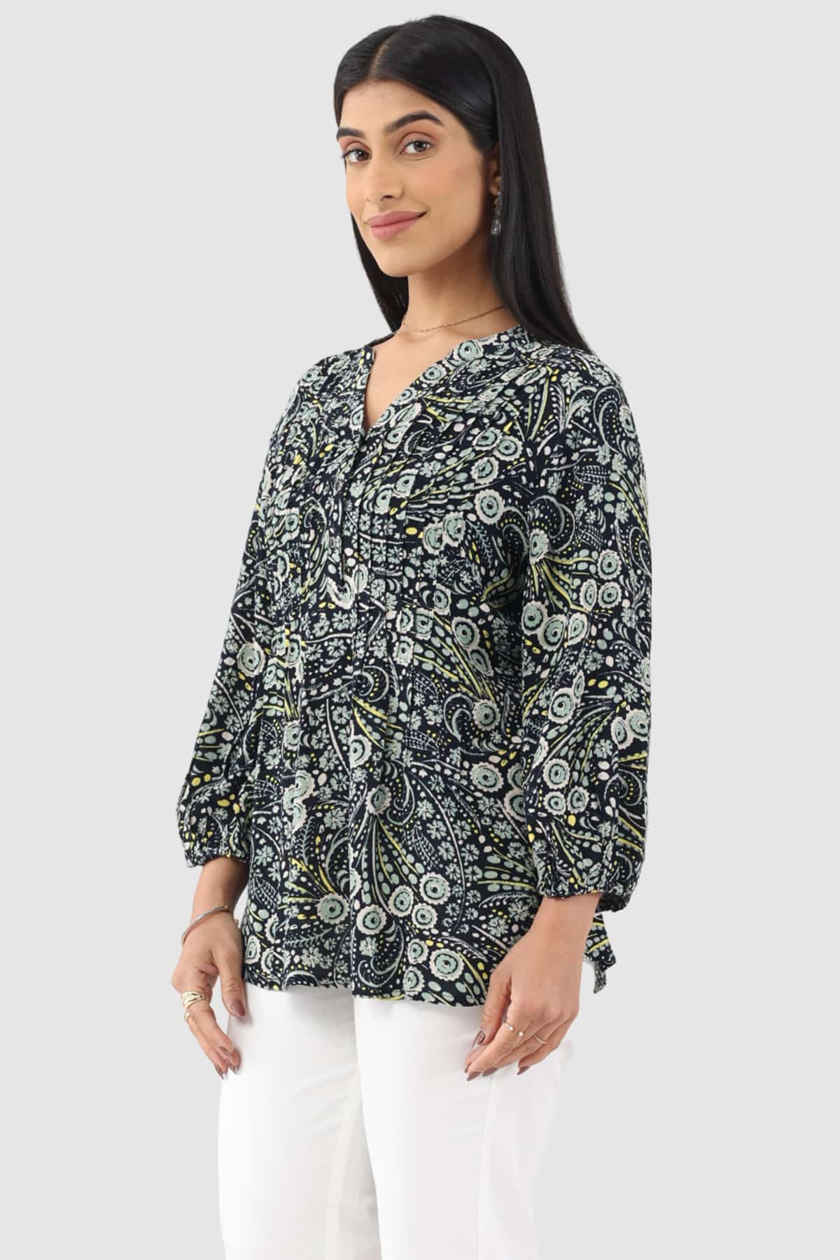 Printed Black Top For Women