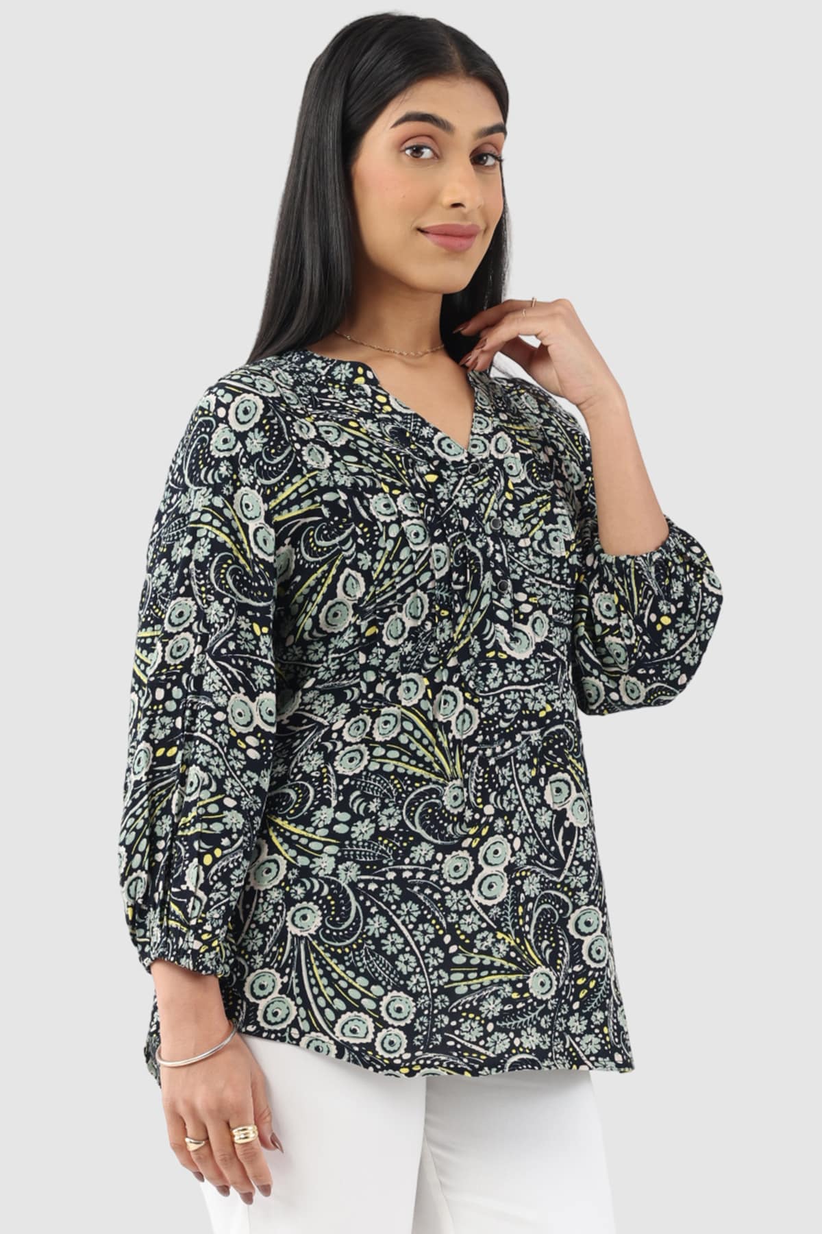 Printed Black Top For Women