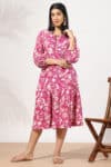 Printed Pink Dress With Flowers For Women