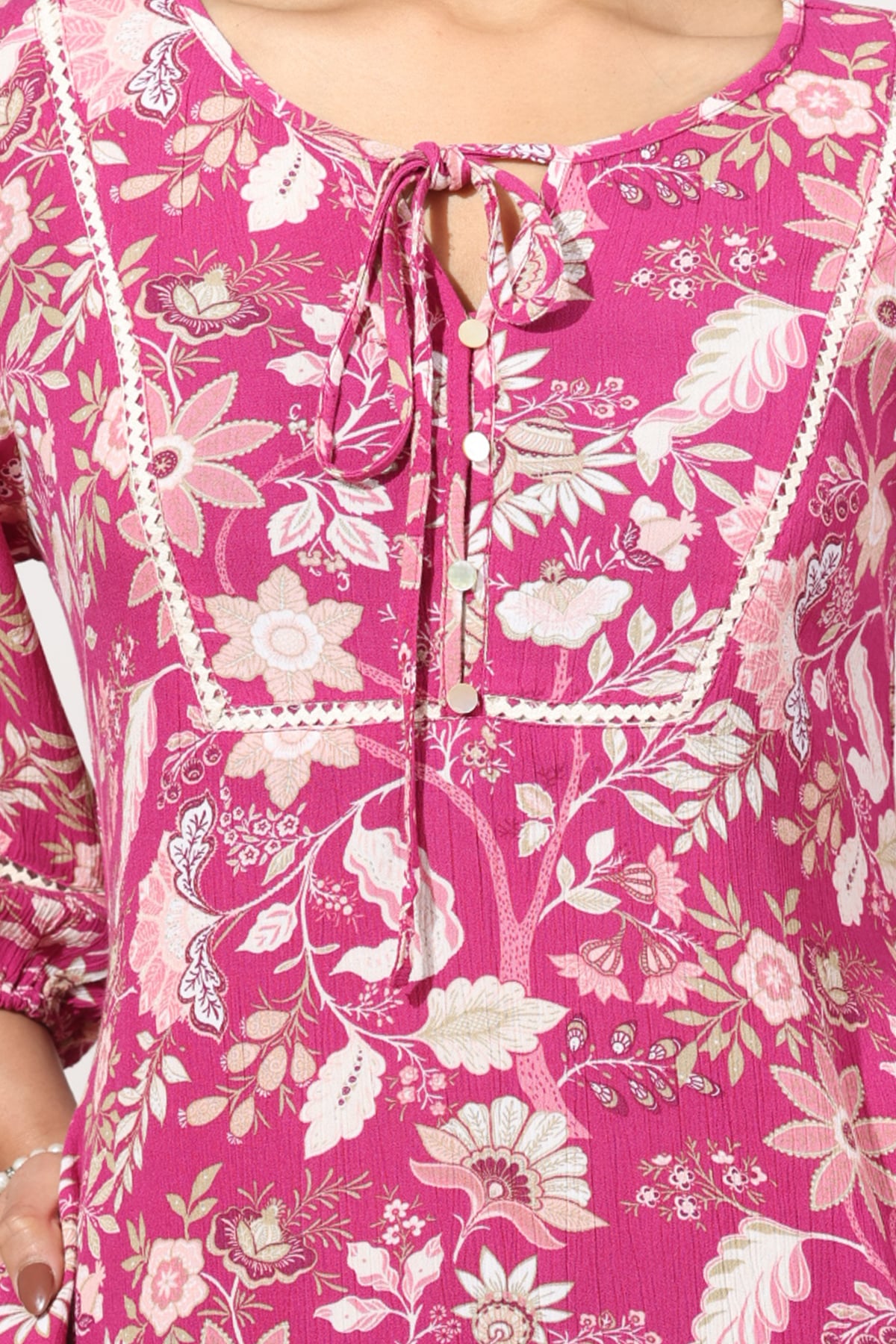Printed Pink Dress With Flowers For Women