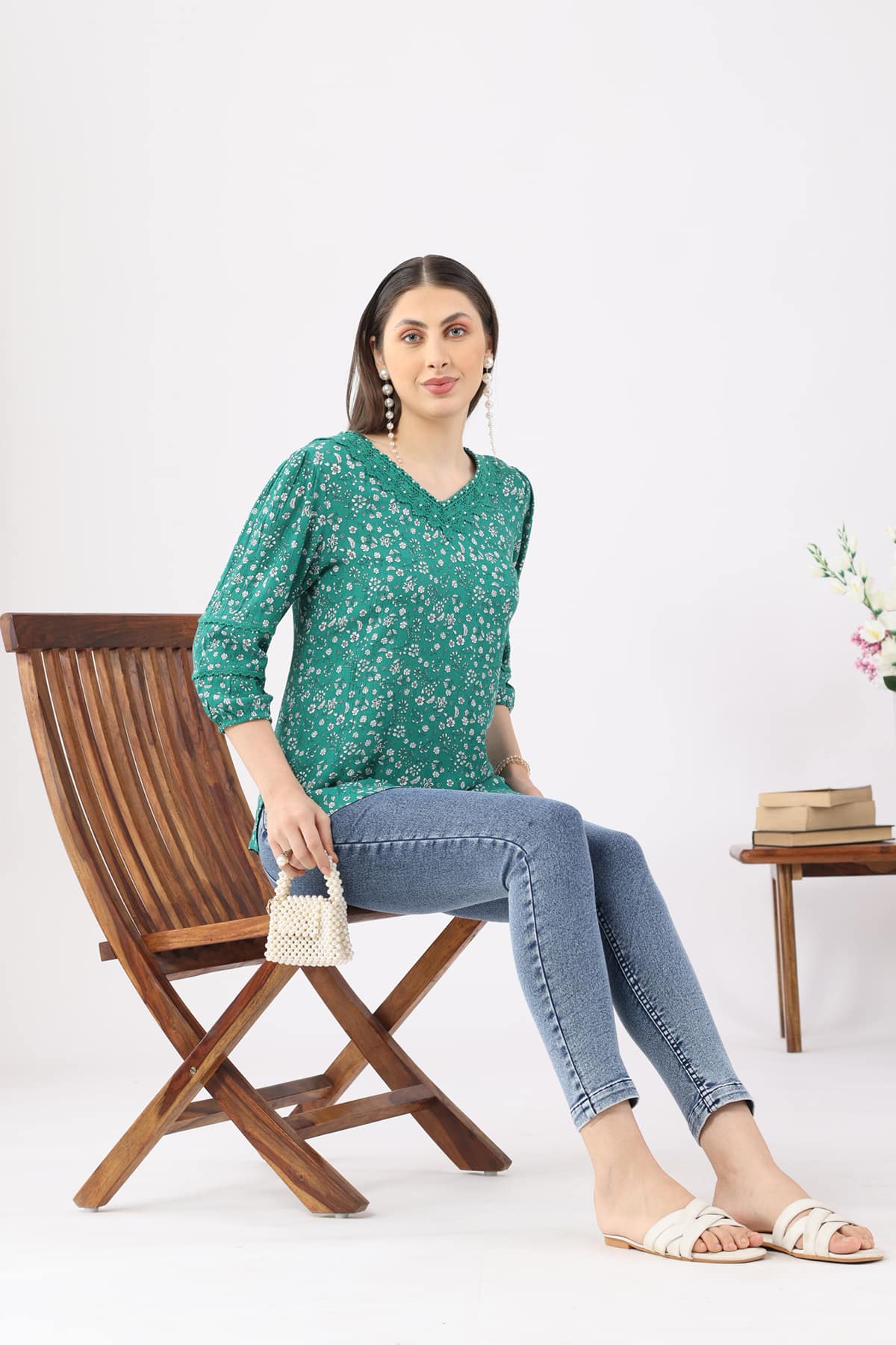 Printed Green Top Woman