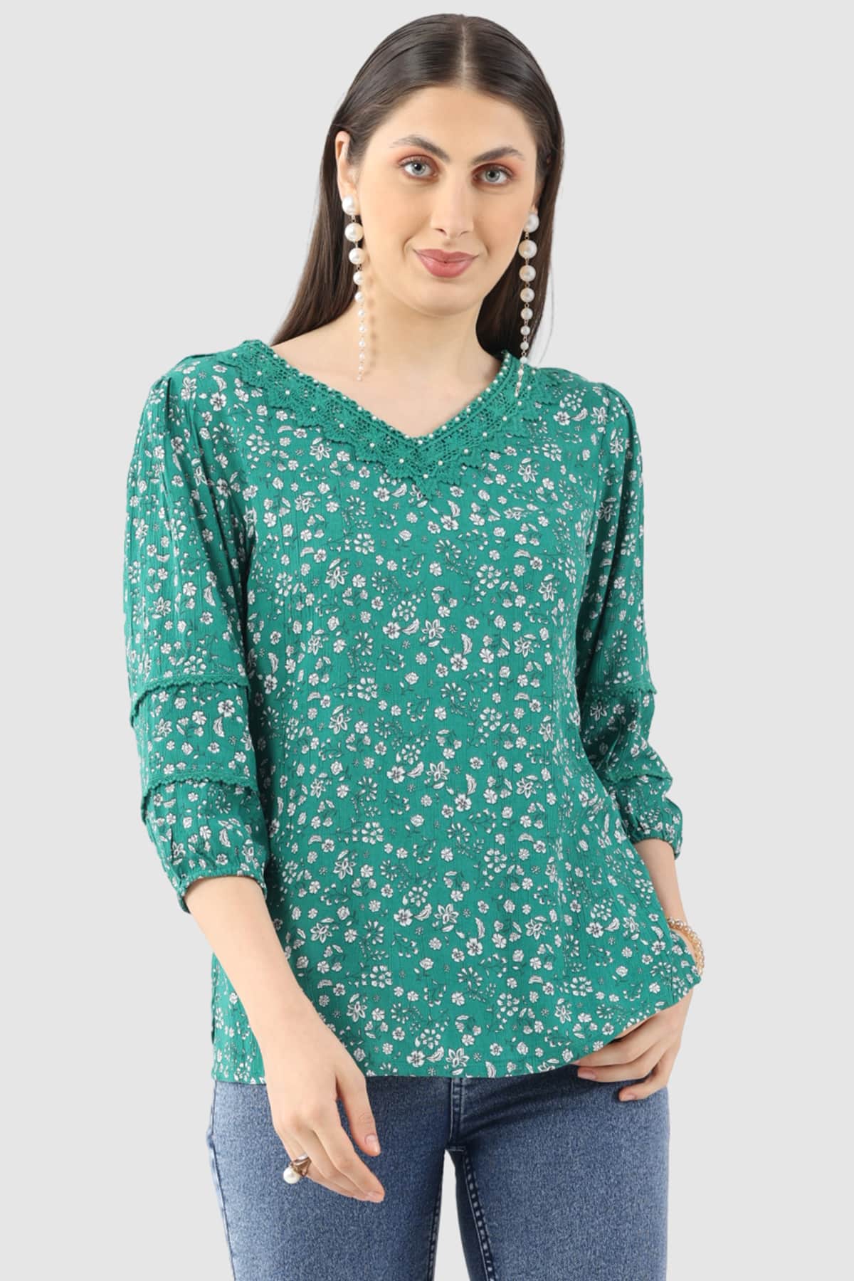 Printed Green Top Woman