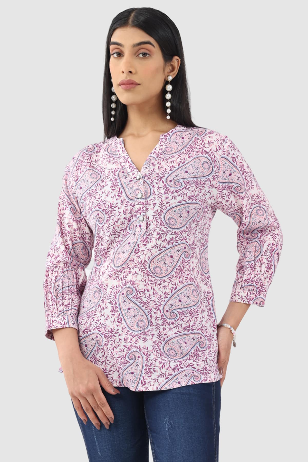 Printed Lavender Tops For Women