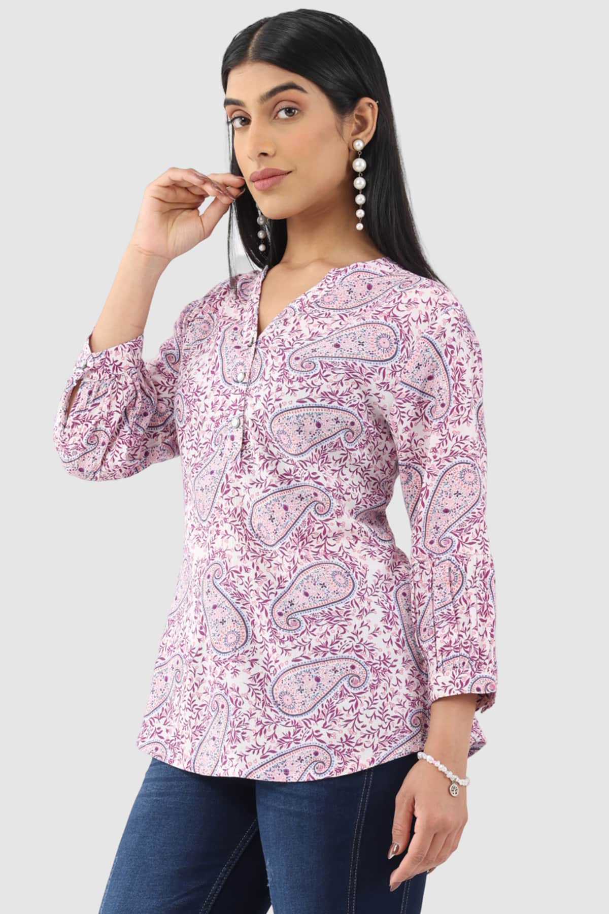 Printed Lavender Tops For Women