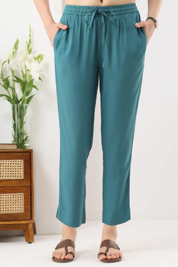 Solid Blue Palazzo For Women