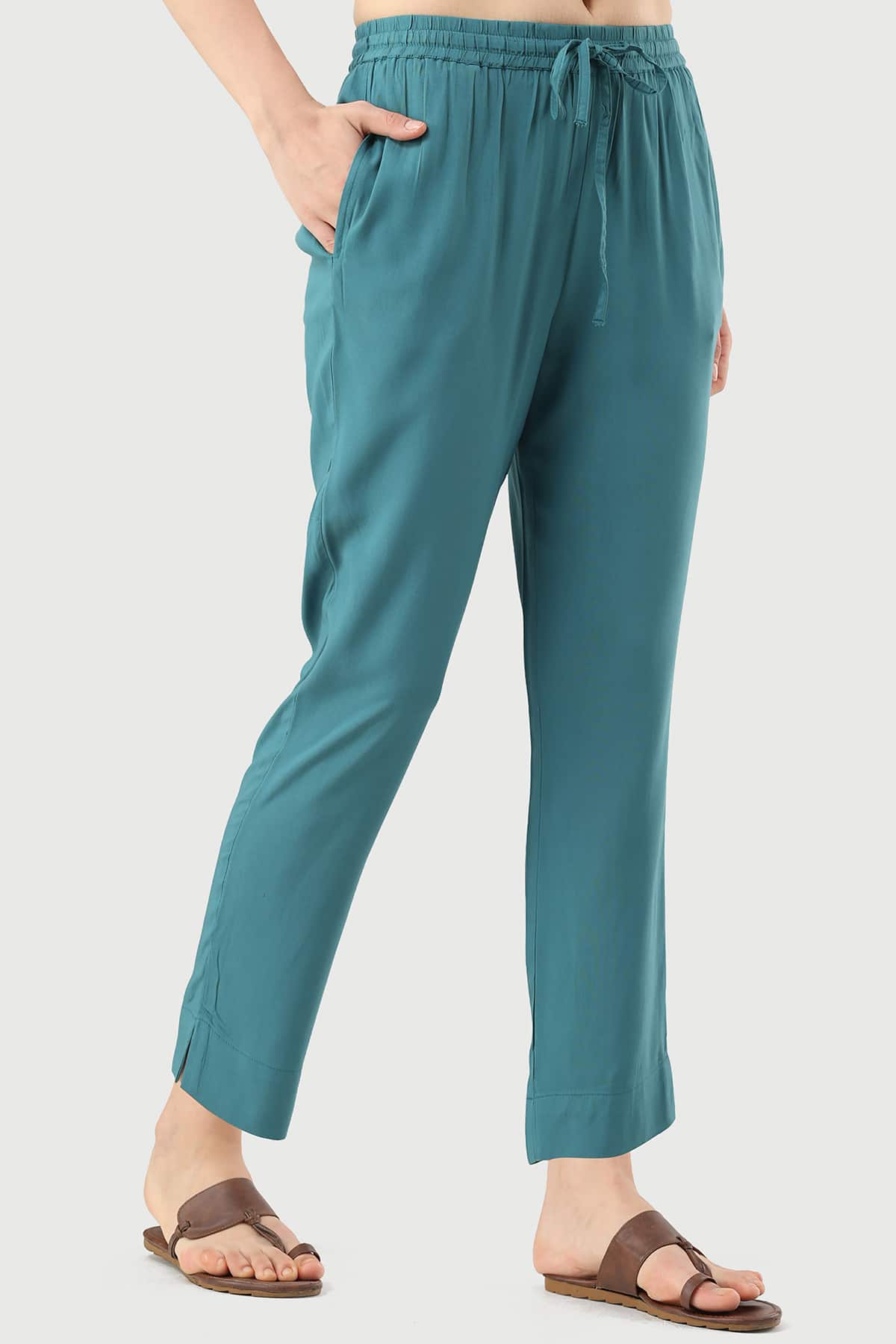 Solid Blue Palazzo For Women