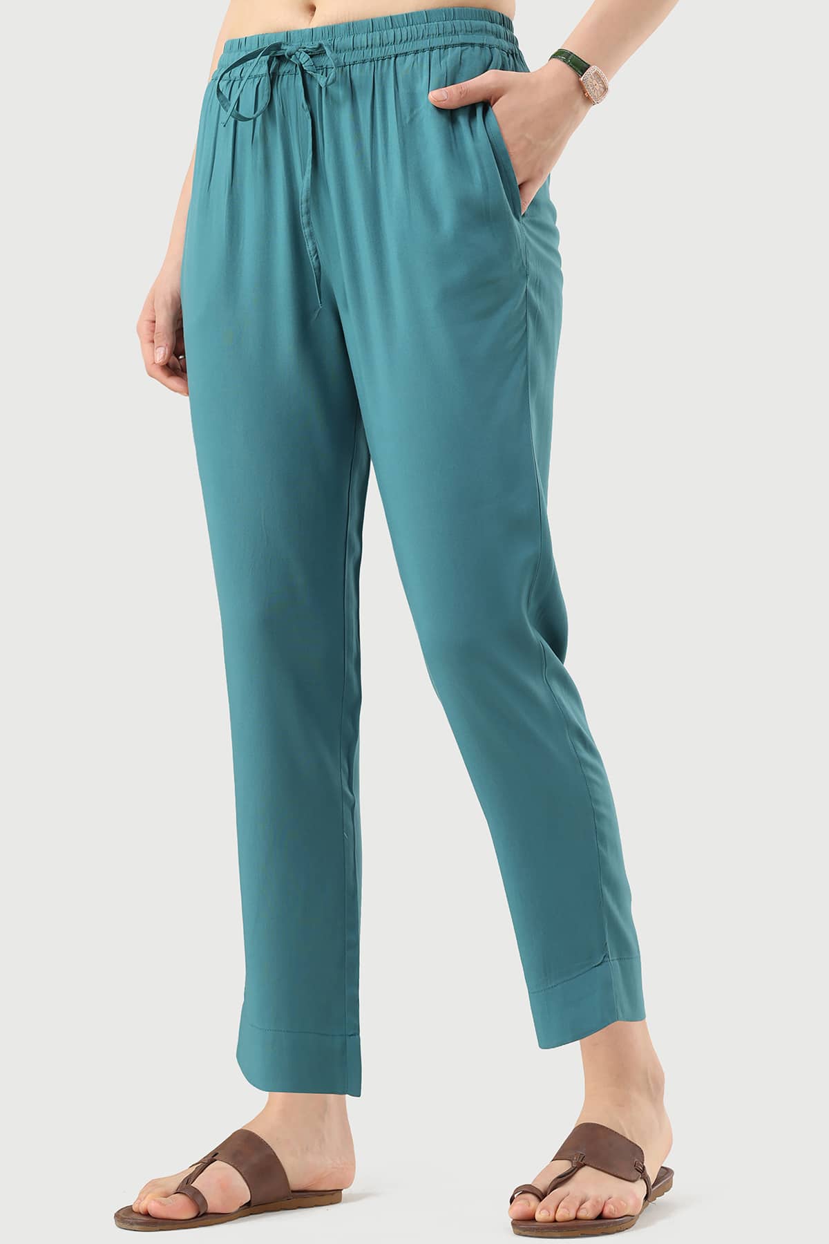 Solid Blue Palazzo For Women