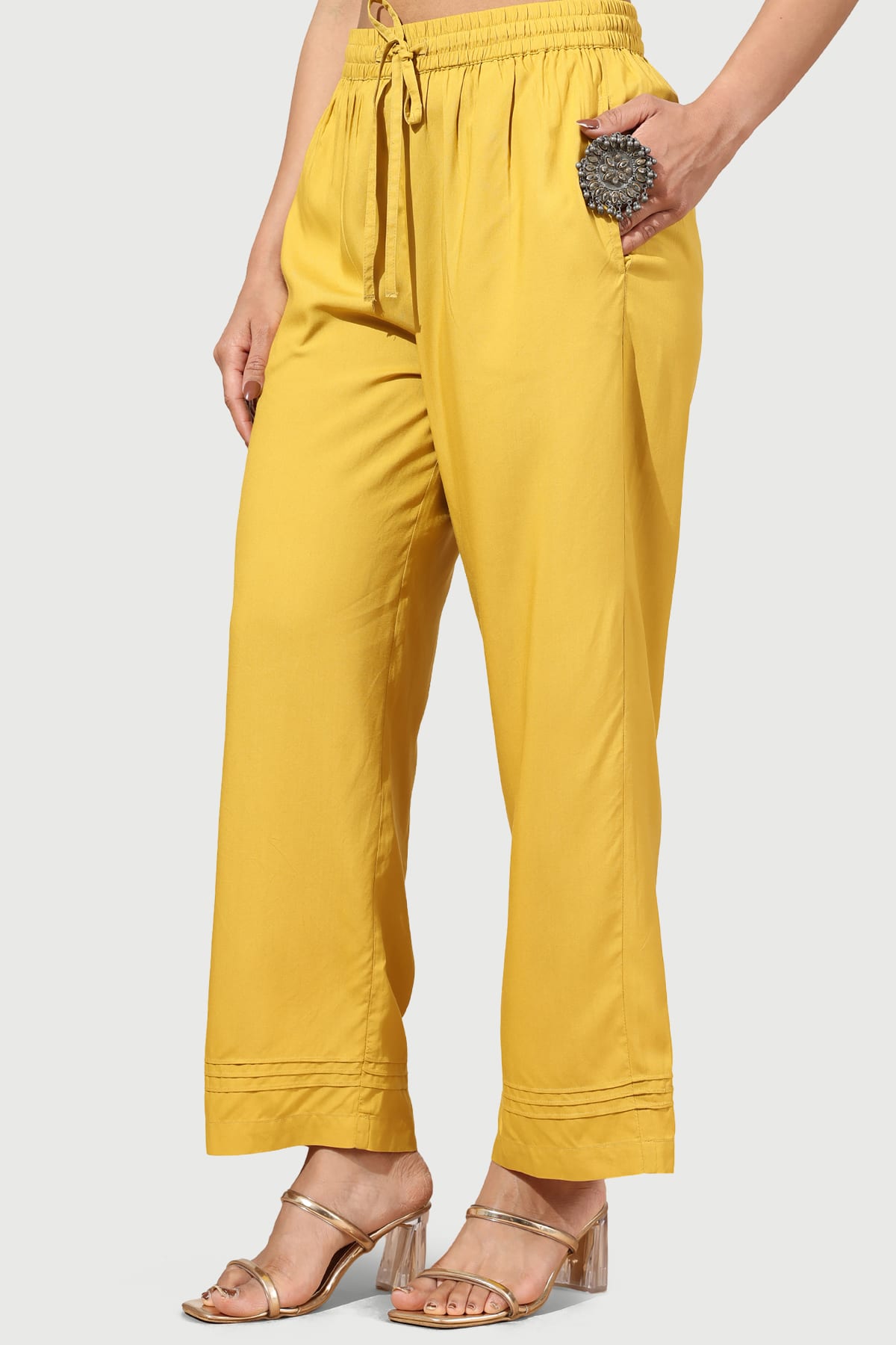Solid Yellow Palazzo For Women