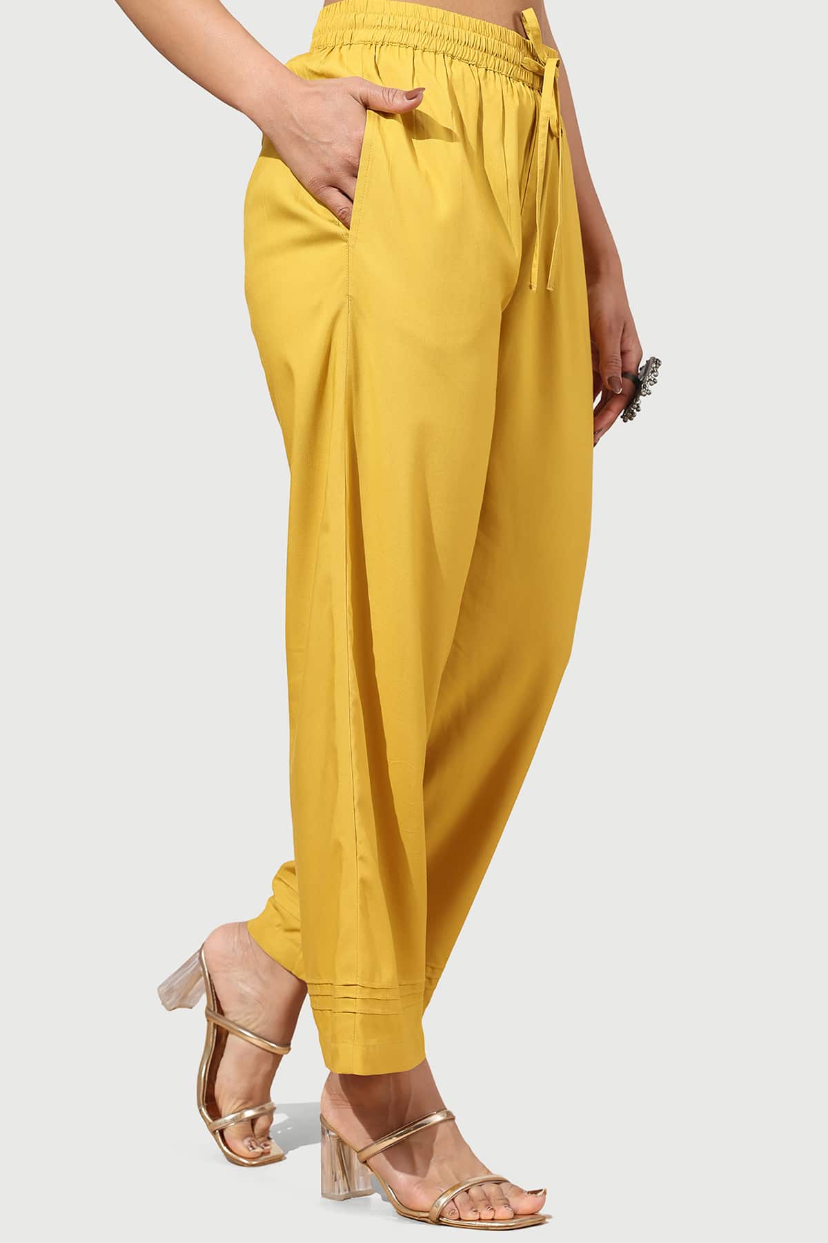 Solid Yellow Palazzo For Women