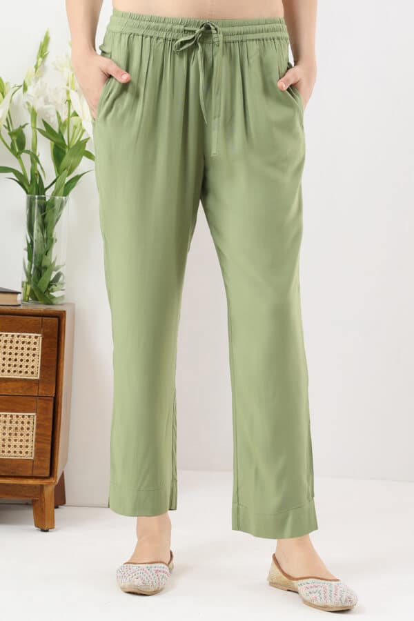Solid Forest Green Plazo For Women