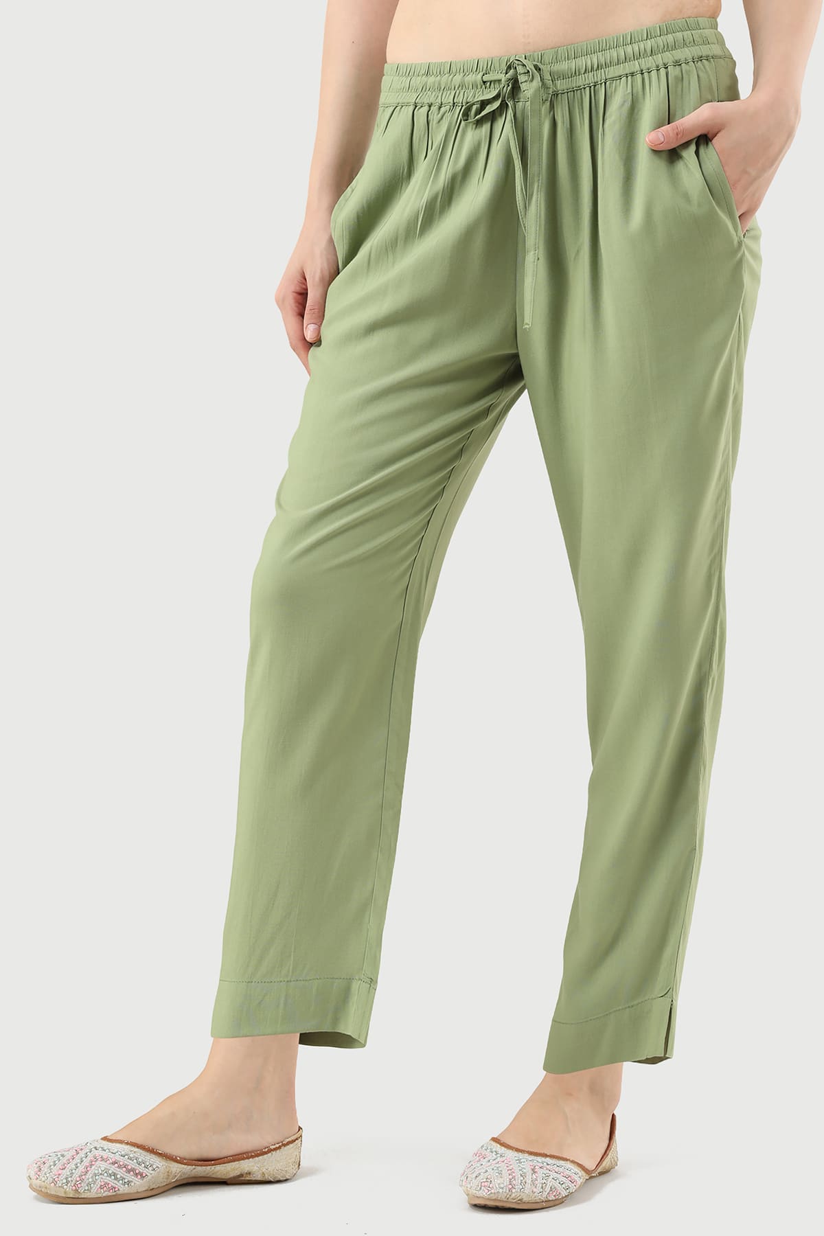 Solid Forest Green Plazo For Women