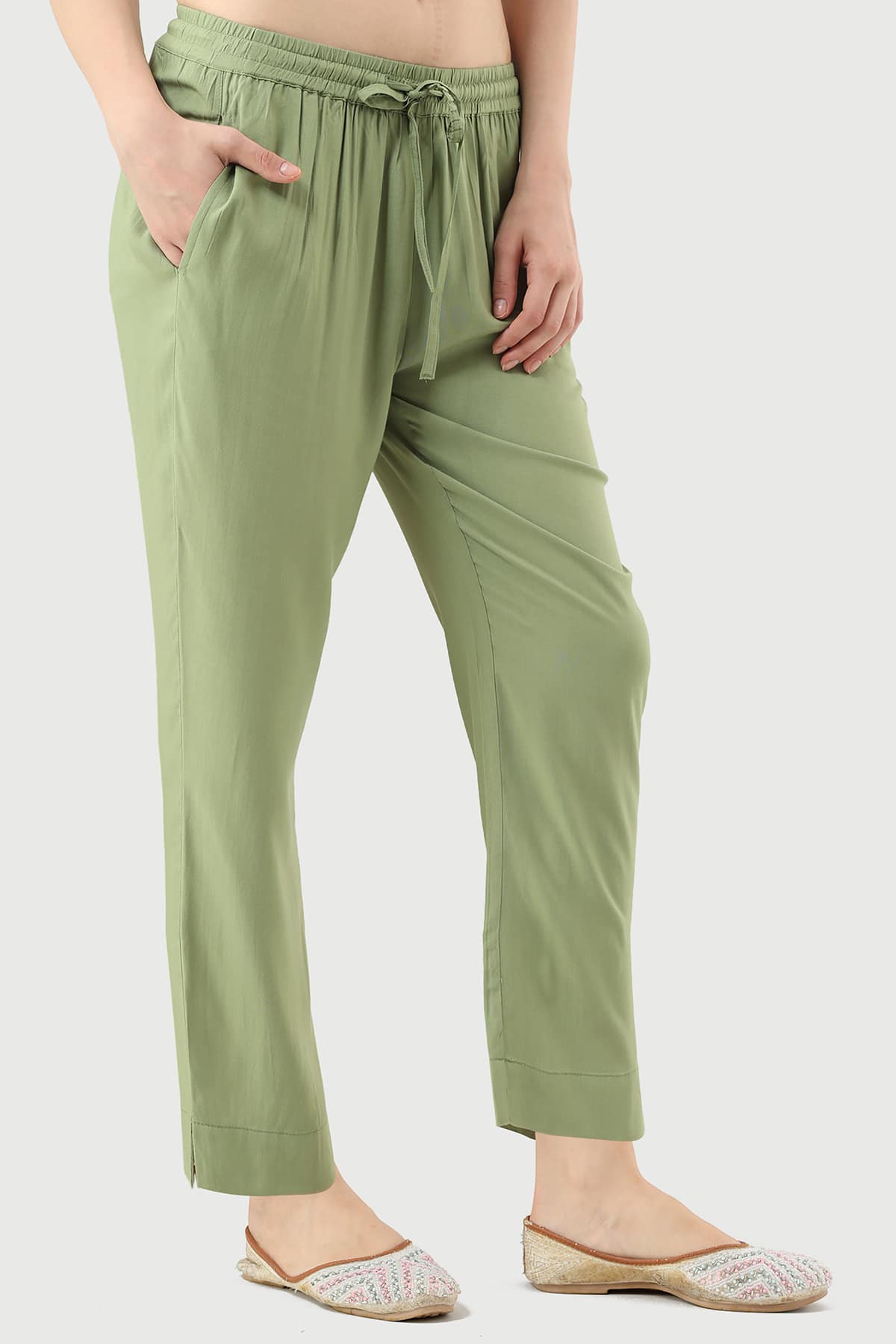 Solid Forest Green Plazo For Women