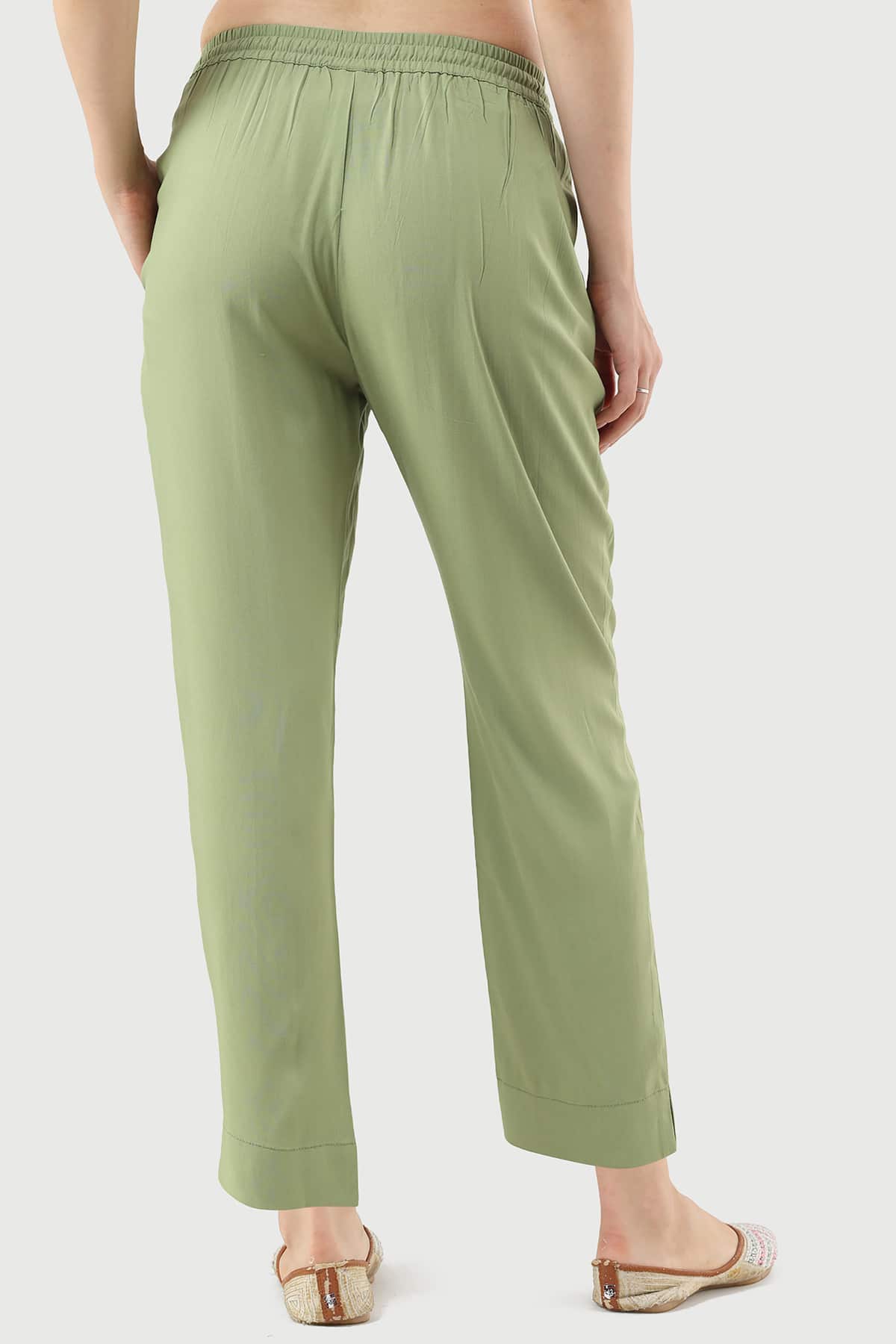 Solid Forest Green Plazo For Women